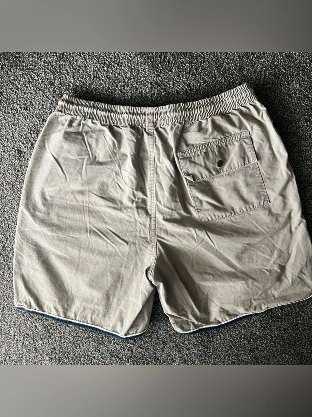 J. Crew Khaki Casual Drawstring Shorts with Navy Trim